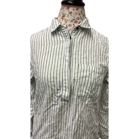 ⚓ Marine Layer Striped Button Down Shirt L Soft Coastal Minimalist Top - Picture 2 of 4